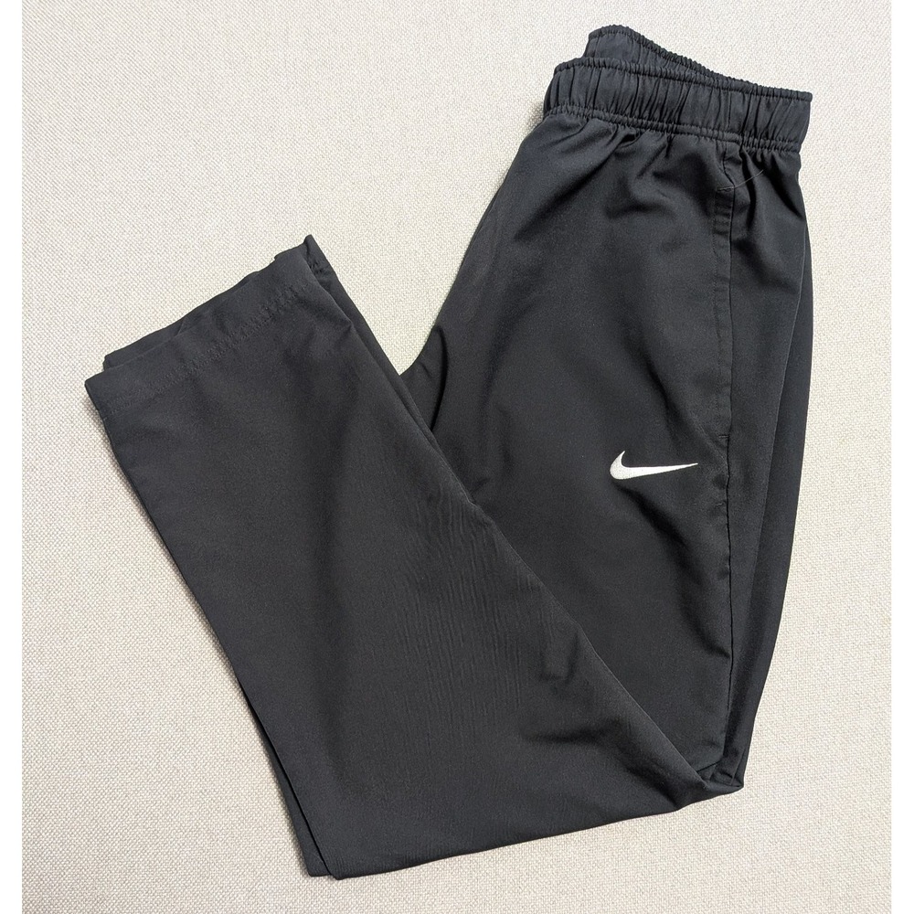 Nike Men's Track Pants Black L DRI-FIT Polyester Moisture-Wicking Activewear Zip